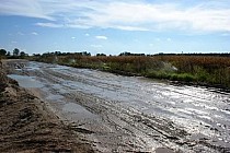 Zraszacze na polnej drodze