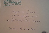 Nagroda książkowa za I miejsce w konkursie.