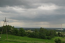 I widok na Beskid Śląski deszcz zalewa Bielsko - Baiała