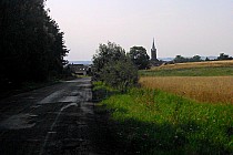 Fotka z najwyższego punktu trasy. Kościół w Warzęgowicach