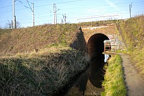 Przejazd wzdłuż Brochówki pod torami kolejowymi