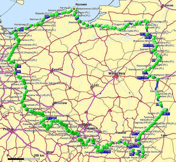 Mapa trasy Maratonu Rowerowego Dookoła Polski