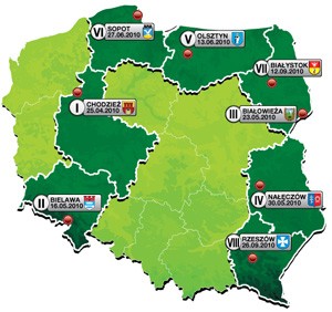 Mapa Maratonów z cyklu Skandia Maraton LangTeam