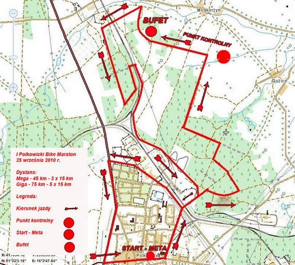 Mapa trasy wyścigu Bike Maraton Polkowicki
