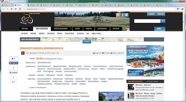 Zwycięska trasa " Maramuresz i Bukowina. Rowerowa Rumunia" - 49pt