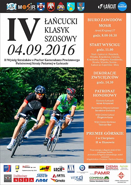 Zegar ruszył do Łańcuckiego Klasyka,trzeba zapoznać się z trasą i podjazdami gdzie zostawić rywali .Każdy podjazd na naszej trasie może przynieś oczekiwany skutek ale jak rywal jest trudny to go można w Husowie odczepić na podjeździe k/kościoła…..